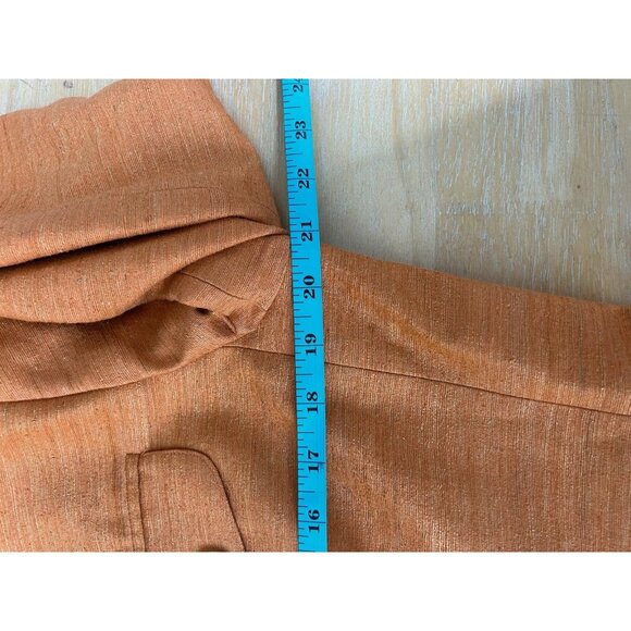 Vtg Lauren Ralph Lauren Blazer Jacket Womens 12‎ Orange Notch Lapel 100% Silk - Picture 7 of 9